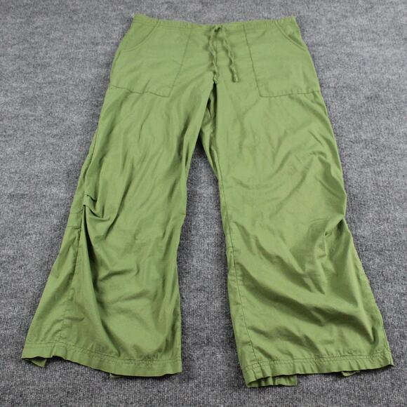 Be Present Pants Womens Large Yoga Wide Leg Crop Slit Hem Green Pilates Lotus - Picture 1 of 15